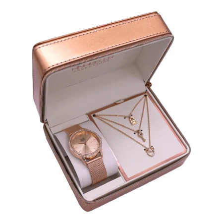 Lavender, poklon set, ručni sat i ogrlica, roze zlatna ( 505054 )
