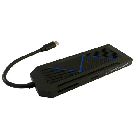 Lc power lc-hub-c-multi-6-rgb usb type c hub 9-in-1 multi-hub, rgb led lighting, black usb ( 21845 )