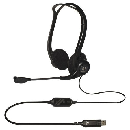 Logitech PC960 corded stereo headset black USB ( 981-000100 )