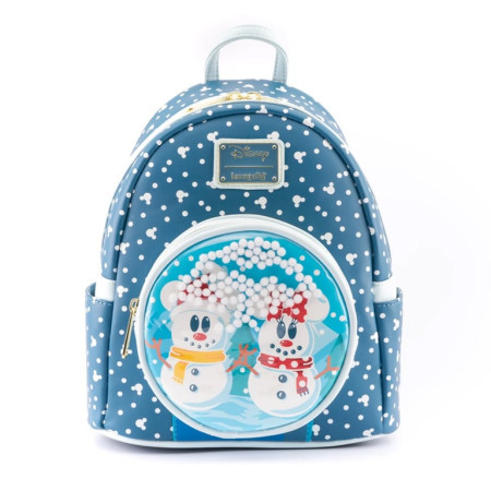 Loungefly disney snowman minnie mickey snow globe mini backpack ( 050570 )