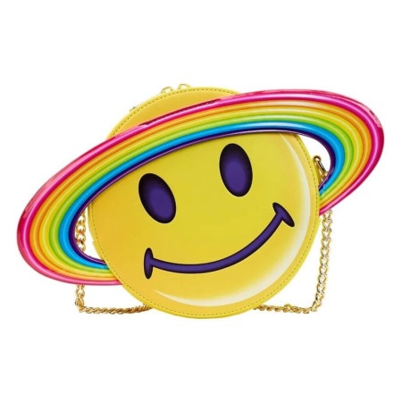 Loungefly Lisa Frank Yellow Rainbow Ring Saturn Cossbody Bag ( 060436 )