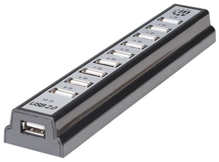 Manhattan 161572 2.0/480Mbps/Crni USB HUB 10port