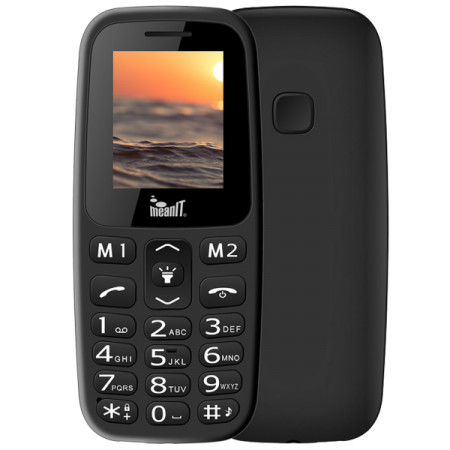 Meanit Mobilni telefon, 1.77" ekran, Dual SIM, BT, SOS dugme, Crni Veteran