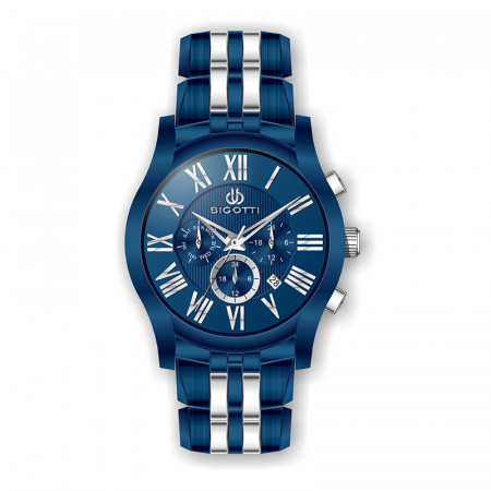 Muški bigotti multifunction plavi elegantni ručni sat sa bikolor metalnim kaišem ( bg.1.10045-4 ) - Img 1