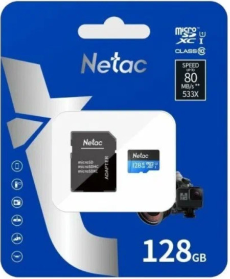 Netac micro SDXC 128GB P500 standard NT02P500STN-128G-R + SD adapter