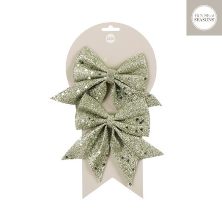 Novogodišnja dekoracija - bow set 2pcs 12x13 1162687 - l. green - edl ( 043255 )