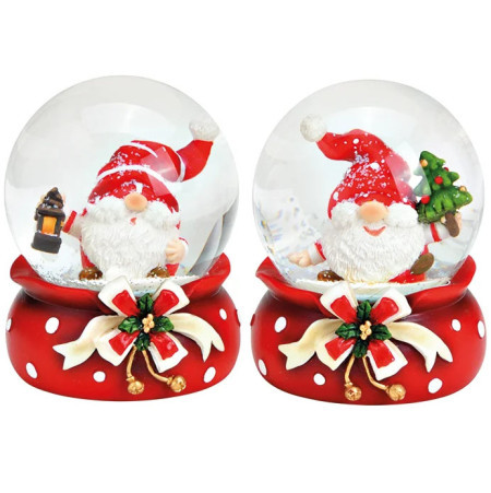 Novogodišnja vodena kugla Deda Mraz i tufnasta vreća 8cm ( 10033269 ) - Img 1