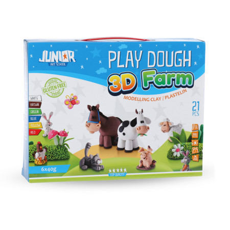 Play dough, masa za oblikovanje sa 3D kalupima, miks, farma ( 130777 )