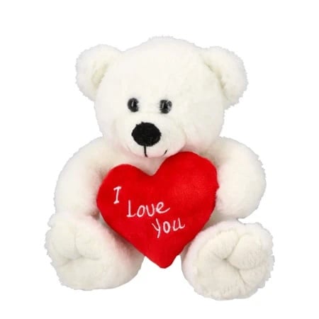 Plush, igračka, plišana, meda, bela, 20cm, I love you ( 879130 )