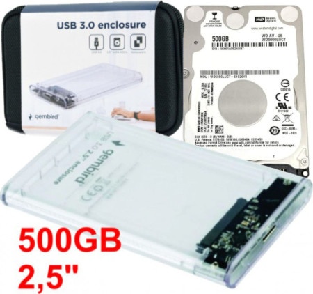 Seagate ee2-u3s9-6 wd5000luct hdd 2.5 * 500gb set usb 3.0 sata eksterno kuciste + 500gb (1899)