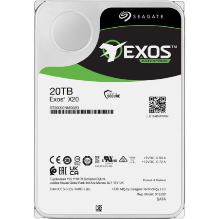 Seagate exos x20 st20000nm002d 7200rpm 256mb ent. Sas HDD 20TB