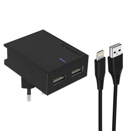 Swissten punjač 2x USB 3A + kabl lightning 1,2m crna ( 80071 )