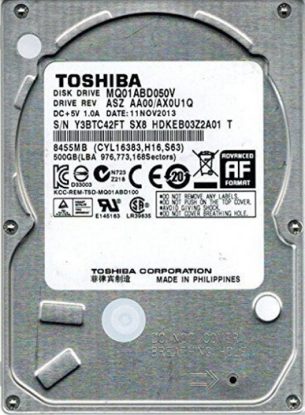 Toshiba HDD 2.5&quot; 500GB MQ01ABD050V 5400RPM 16MB 9.5mm SATA (1699).. refurbished 2y - Img 1