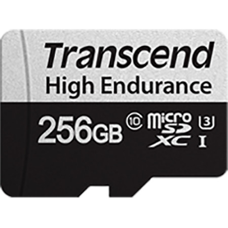 Transcend 256GB microSD w/ adapter U3, high endurance, read/write up to 95/45 MB/s ( TS256GUSD350V )