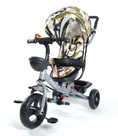 Tricikl Guralica Playtime Army 406-1 sa mekim sedištem - Mat sivi ram