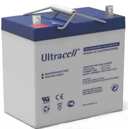 Ultracell UCG55-12 12v 55ah, olovna GEL VRLA baterija sa konektorom F10 228137216mm - Img 1