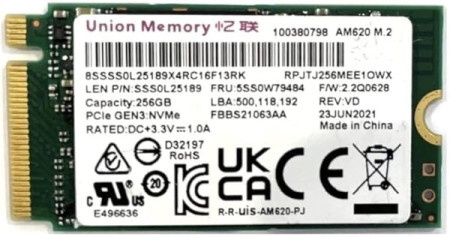 Union SSS1B60641 Memory 256GB M.2 2242 NVMe SSD