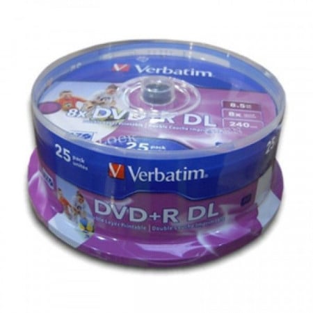 Verbatim 43667 Double Layer Printable 8.5GB DVD+R DL 8X ( 55YBP8+/Z )