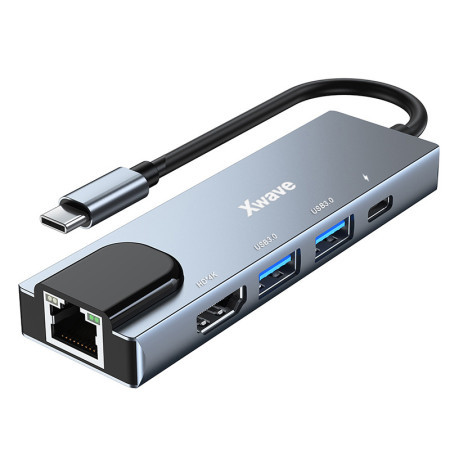 Xwave 5 in1 adapter TIP-C na HDMI/USB3.0/PD/RJ-45/Port replikator ( TIP-C na HDMI/USB3.0/PD/RJ-45/5 in 1 adapter ) - Img 1