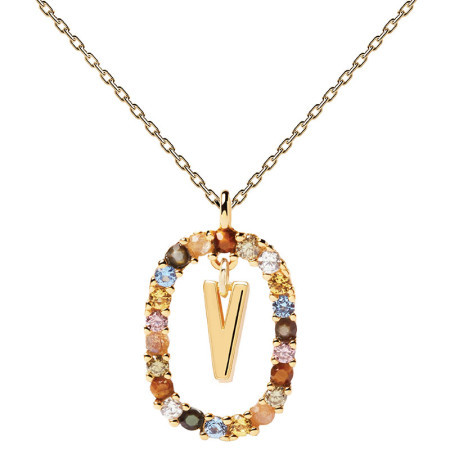 Ženska pd paola letter v zlatna ogrlica sa pozlatom 18k ( co01-281-u )