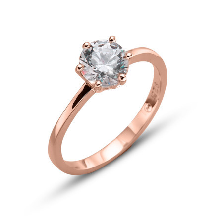 Ženski oliver weber brilliance 925ag rose gold cry roze zlatni srebrni prsten sa swarovski kristalom ( 63222rgm ) - Img 1