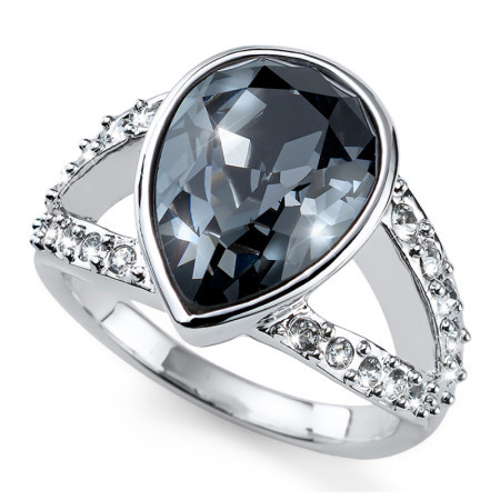 Ženski oliver weber drop silver night prsten sa swaroski kristalima m ( 41154m.922 )