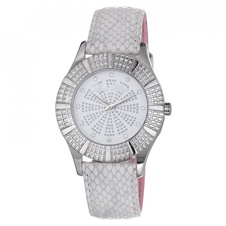 Ženski paris hilton beli srebrni elegantni ručni sat sa belim kožnim kaišem ( ph.13103js/01 )