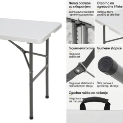 Alberg Sklopivi sto 122x61x74 cm sa metalnom konstrukcijom ( AL-ST120 ) - Img 7