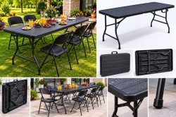 Alberg Sklopivi sto 180x74x74 cm sa metalnom konstrukcijom u crnoj boji ( AL-ST180-BK ) - Img 2