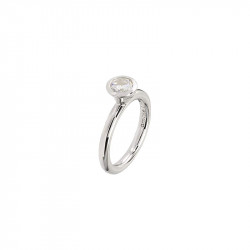 Amore baci srebrni prsten sa jednim okruglim belim swarovski kristalom 53 mm ( rg101.12 )
