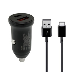 Auto punjac 30w usb-a + type-c ulaz sa usb-a na type-c kablom sivi ( A722 )
