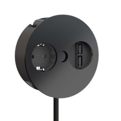 Bachmann TWIST Ugrad.utic.1xšuko,1xd.USB punj.5V/3,1A,kabl 2m,crni ( 931.131 )