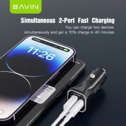 Bavin auto punjač max 38W PD20W+ QC3.0 USB-A + USB-C crna ( 90025 ) - Img 3