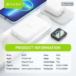 Bavin Magsafe Magnetic Power bank 5000mAh + kabl Lightning bela ( 90322 )-4