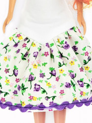 Bela haljina sa cvetnim karnerom ( H-02 ) ljubicasta - Img 2