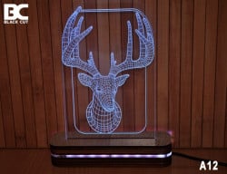 Black Cut 3D Lampa jednobojna - Jelen ( A12 ) - Img 3