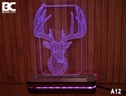 Black Cut 3D Lampa sa 9 različitih boja i daljinskim upravljačem - Jelen ( A12 ) - Img 1