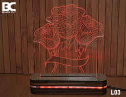 Black Cut 3D Lampa sa 9 različitih boja i daljinskim upravljačem - Ruže ( L03 ) - Img 3