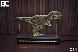 Black Cut 3D Lampa sa 9 različitih boja i daljinskim upravljačem - Tiranosaurus ( C14 ) - Img 7
