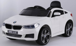 BMW GT 6 Licencirani Dečiji auto na akumulator sa kožnim sedištima i mekim gumama - Beli - Img 1