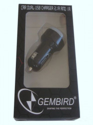 C04 * BLACK Gembird AUTO punjac za telefone i tablete 5v 2.1A+1A dual USB with light + micro1M(149) - Img 2