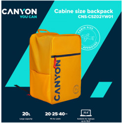 Canyon CSZ-02, cabin size backpack for 15.6 laptop, yellow ( CNS-CSZ02YW01 ) - Img 4
