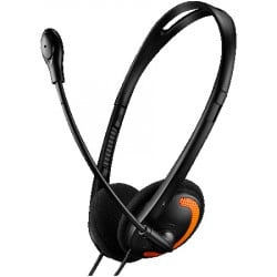 Canyon PC headset with microphone, volume control and adjustable headband, cable 1.8M, black-orange ( CNS-CHS01BO )  - Img 1