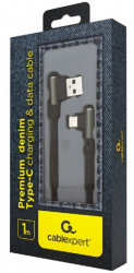 CC-USB2J-AMLCML-1M Gembird Premium jeans (denim) Type-C USB kabl sa metalni pod uglom kon. 1m, black - Img 2