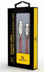 CC-USB2R-AMCM-1M-R Gembird Premium rubber Type-C USB charging and data cable, 1m, red - Img 2