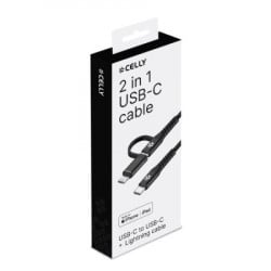 Celly kabl 2u1 USB-C & lightning ( USBC2IN1BK ) - Img 3