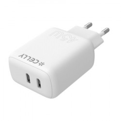 Celly kućni punjač ProPower od 45W sa 2 USB C konektora ( TC2USBC45WWH )