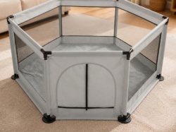 Dečija ogradica šestougaona 128x110x65cm ( KLK2606-Light Grey )