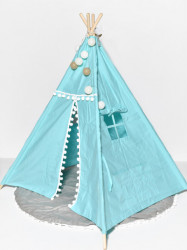 Dečiji Indijanski šator sa lampicama - Plavi - Img 2