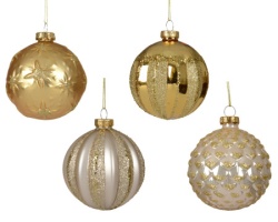 Dekordom dekoracija - hanging bauble glass 8cm 062875 - gold assorted - kmg ( 045636 )